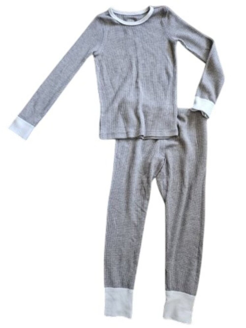 FRUIT OF THE LOOM Gray Waffle Weave Thermal Base Layer Pajamas Size 4-5